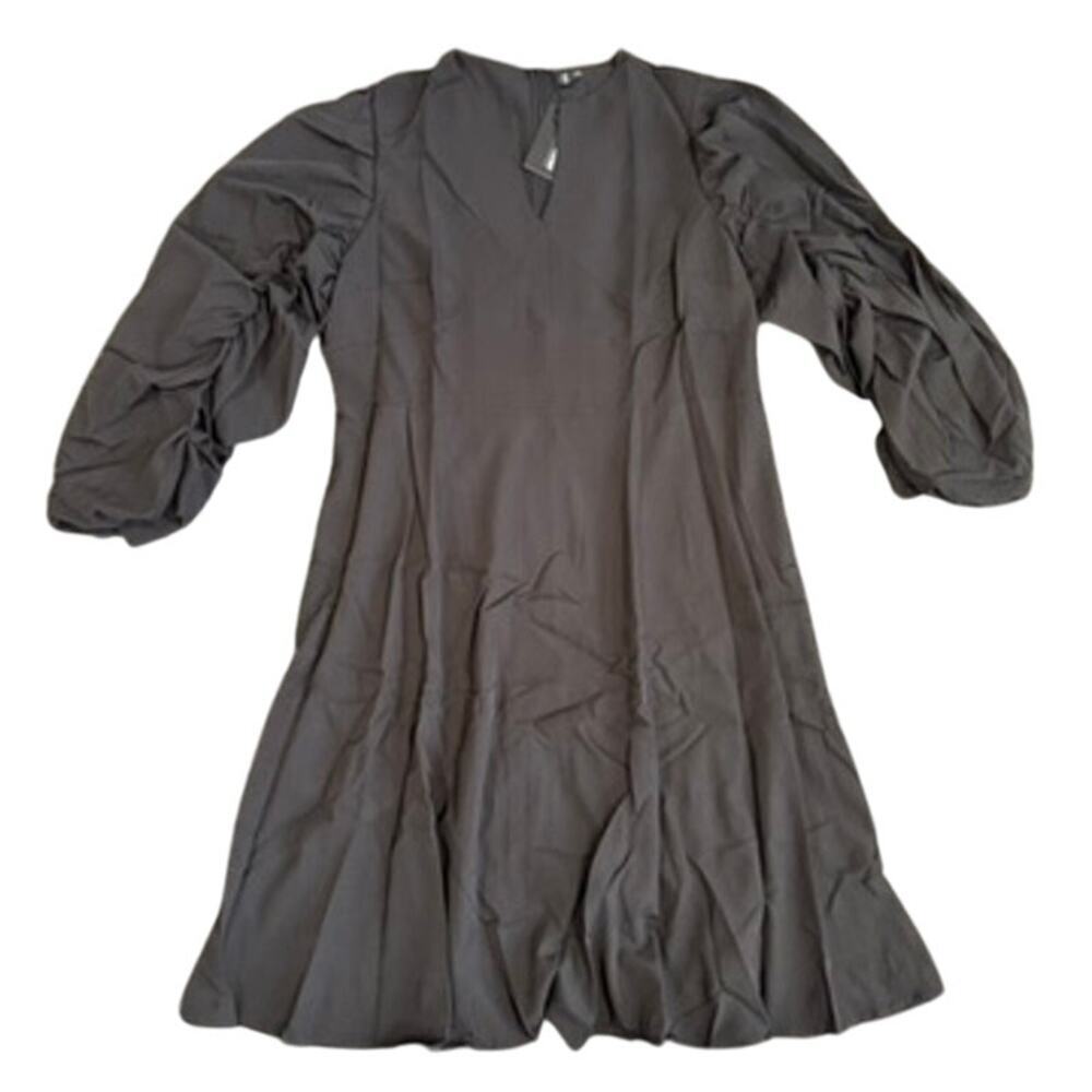 XPlusWear Ruched Sleeve A-Line Dress in Black, Size 2XL​
